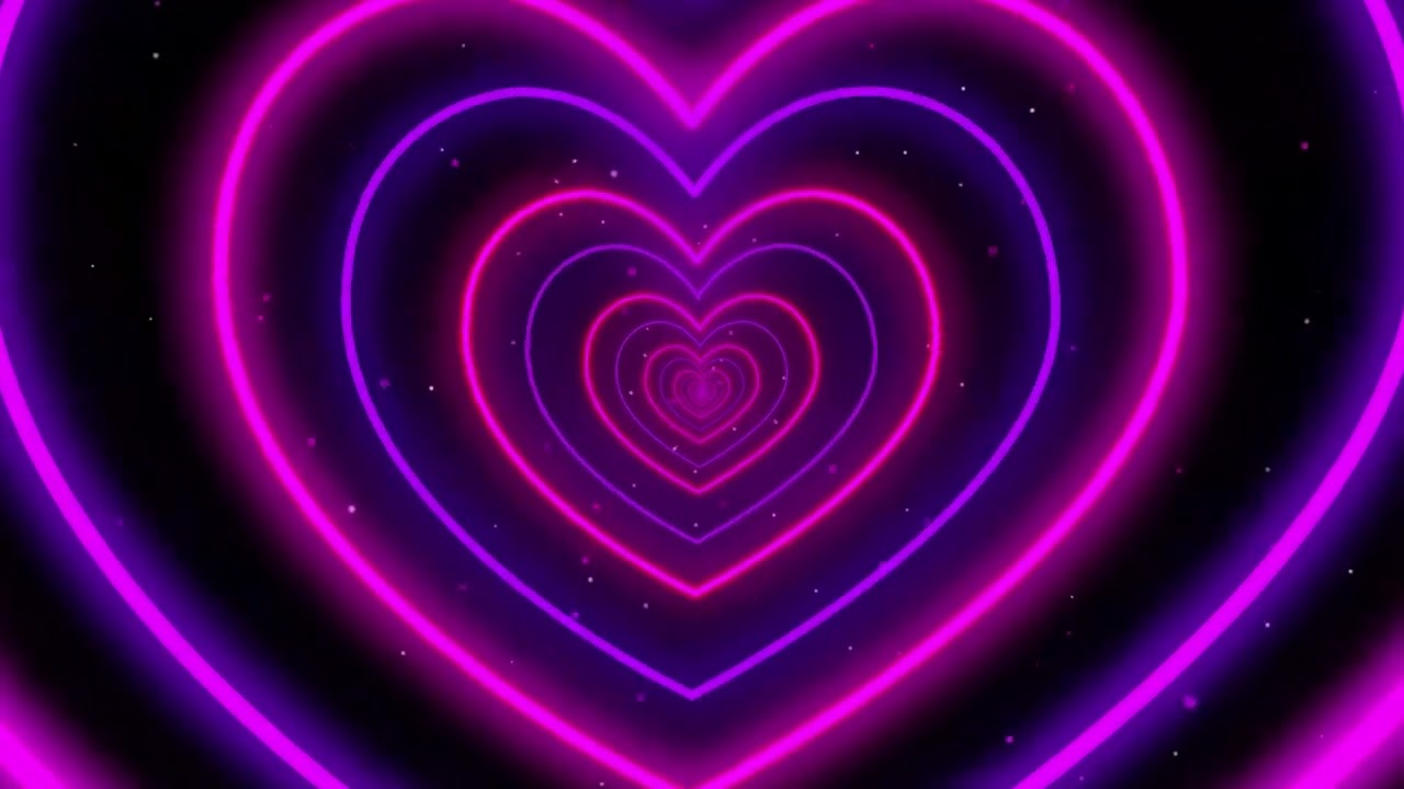 Neon Lights Love Heart Tunnel Particles Background 1 hour | 4k 60p  Background Disco Pink and Purple - YouTube