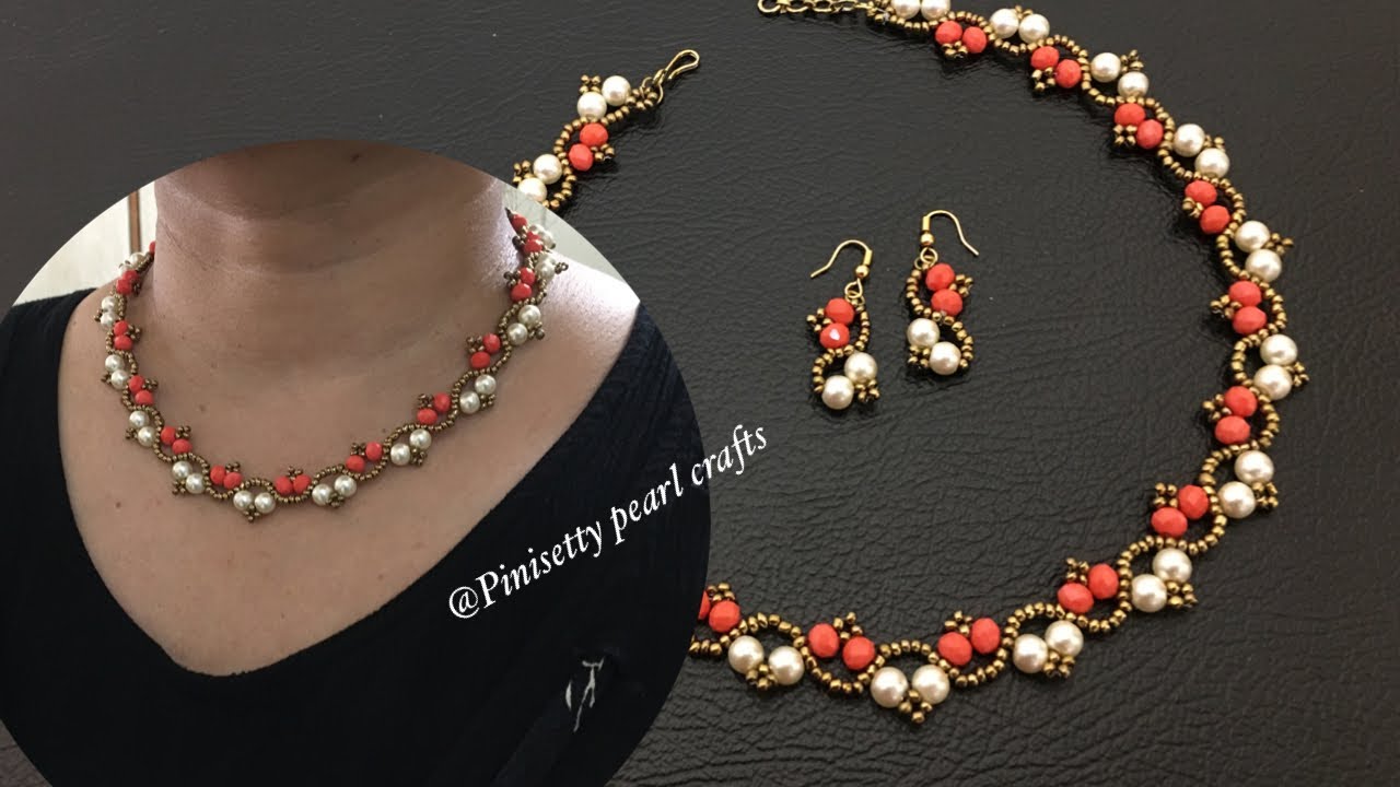 How to make rondelle simple party wear necklace/Pearl with rondelles ...