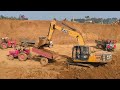 Jcb 205 Excavator with Tractors Backhoe Pond Khudai in Loading 3 Eicher’s and Stuck Dump Trolley