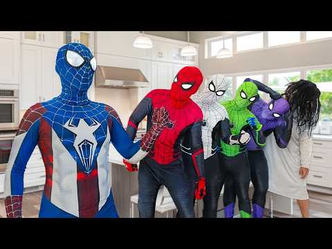 5 SPIDER-MAN Bros vs Ghost Woman !! Captain Spider-Man to the Rescue Spider-Man Team! (Live Action)