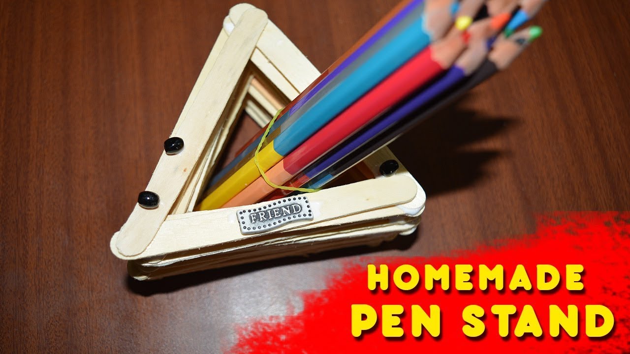 Pen stand ideas with icecream sticks Homemade pen stand ideas DIY