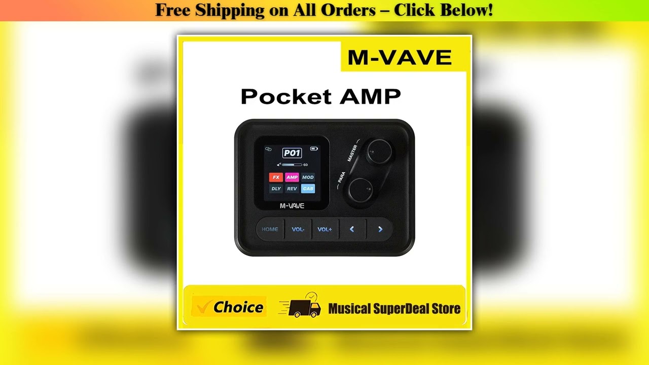 M-VAVE Pocket AMP Mini Guitar Bass Amp 1.54 LCD Color Screen 1450mAh Custom Multi-Function APP
