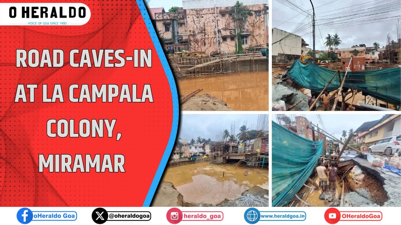 Road caves-in at La Campala Colony, Miramar