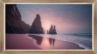 Arte para TV | Playa con cielo rosado 🌸🌊 | Cuadro enmarcado costero |Pink Sky Beach Wall Art (Loop) screenshot 3