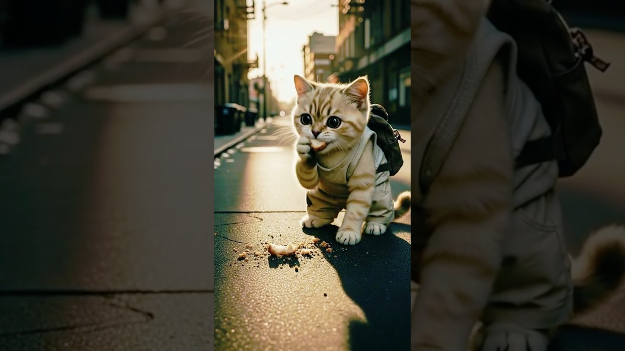 The Poor Kitten Had No Lunch, So the Street Boys Chased Him Away 