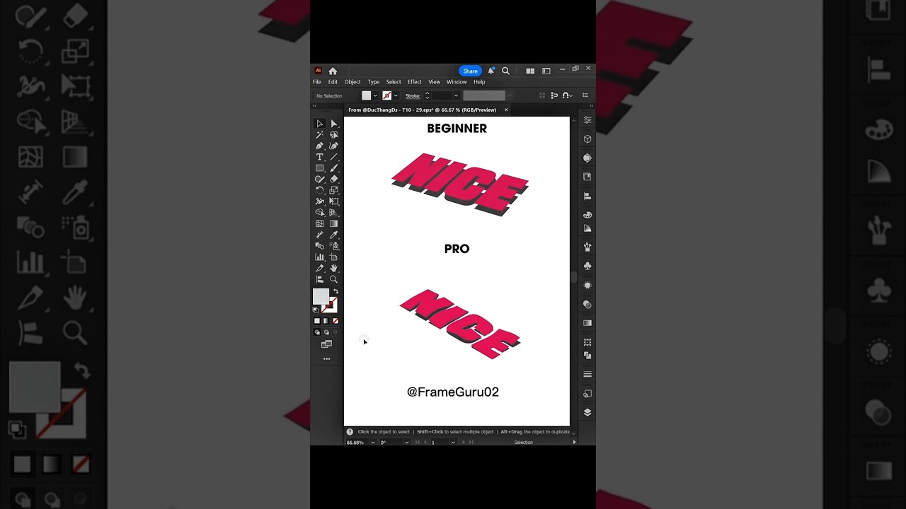 Beginner vs Pro Illustrator Text Effect | 3D NICE Typography Tutorial 2025 ✨
