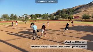 ( Hitting Power Slap ) HS Game ~ double - line drive up CF &amp; RBI