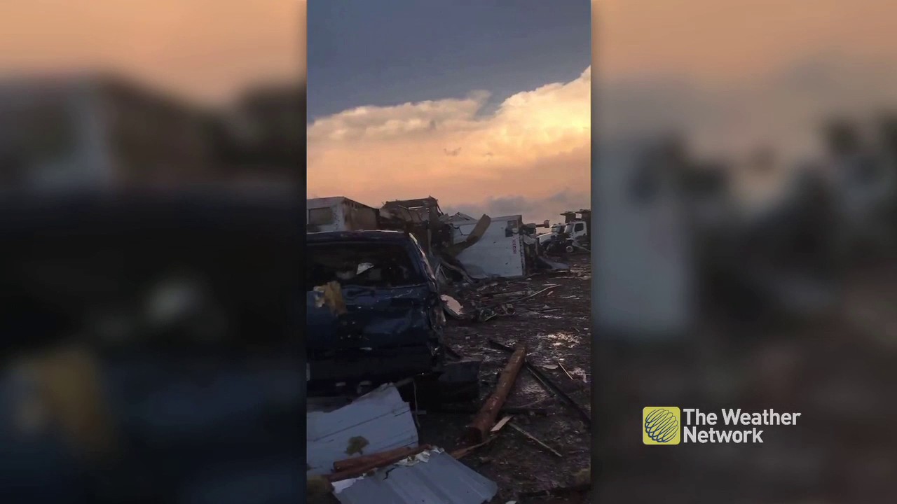 cold brew coffee Elk City, Oklahoma tornado damage filmed from the ground