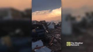 Elk City, Oklahoma tornado damage filmed from the ground
