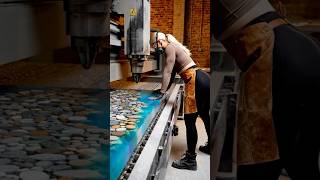 River Rock \u0026 Blue Ocean Epoxy Table | Resin Timelapse Build 🌊#shorts #design #art #homedecor