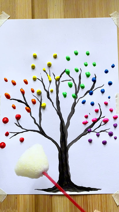 Colorful Tree 🌈 | Easy Technique to Painting 😱| Tree Painting Ideas #art #acrylicpainting #shorts