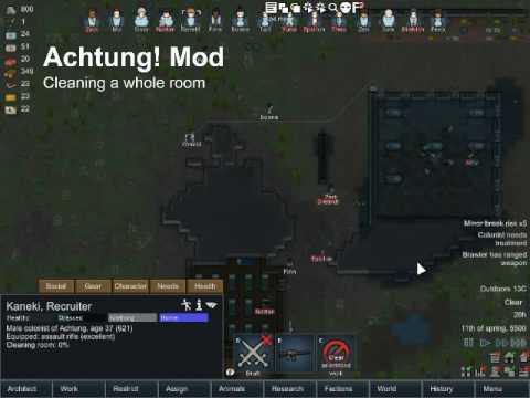 Achtung! Mod for Rimworld - Cleaning a whole room - YouTube