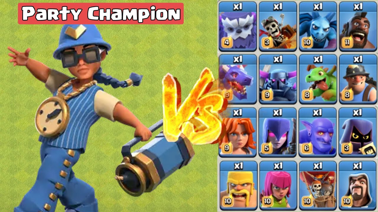 Party Champion vs All Troops With Animations | Clash Of Clans