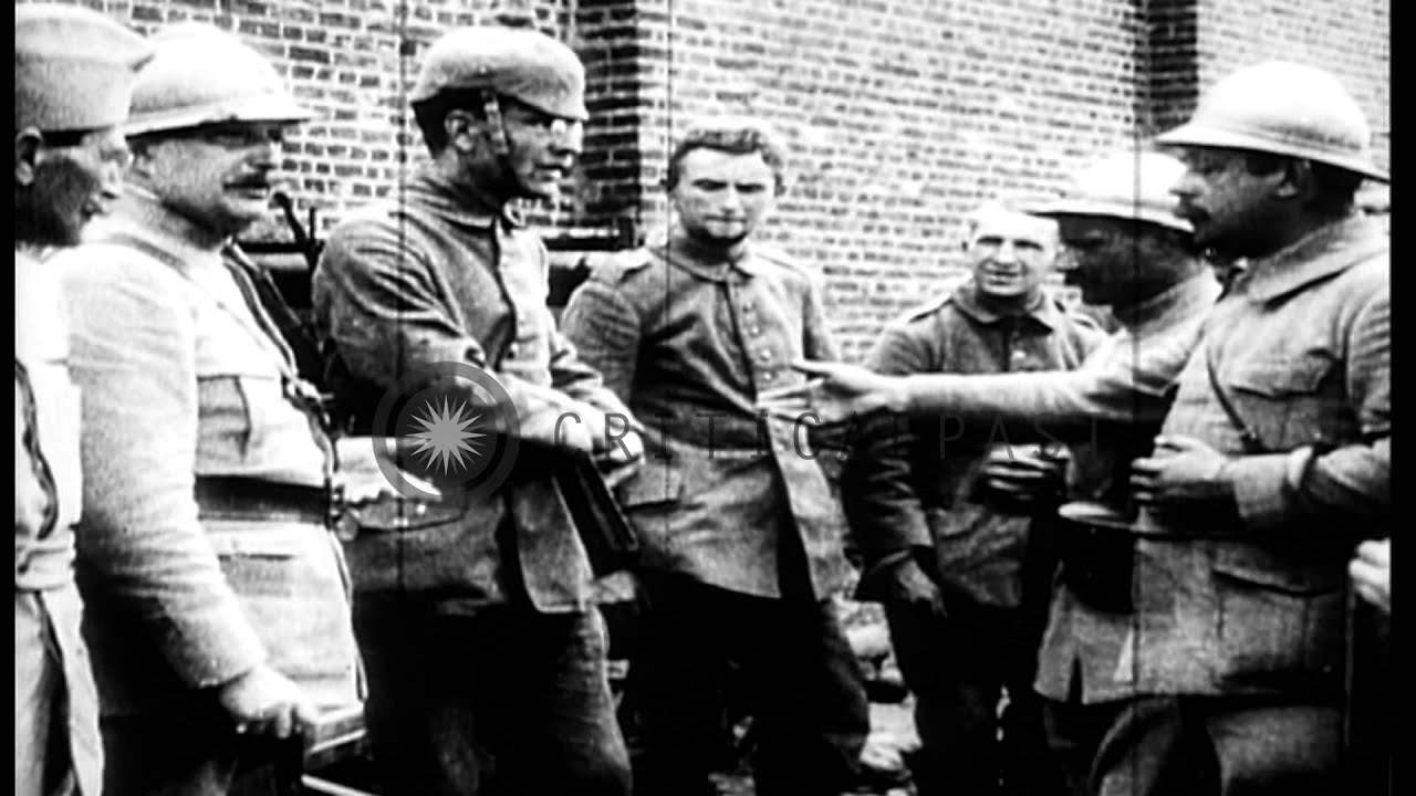German prisoners of war are searched in a French prison camp in France. HD Stock Footage