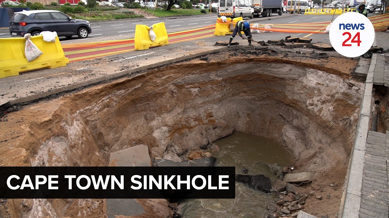 WATCH | Massive sinkhole swallows part of a busy Cape Town road