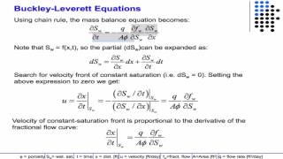 Slide review of Buckley - Leverett Theory