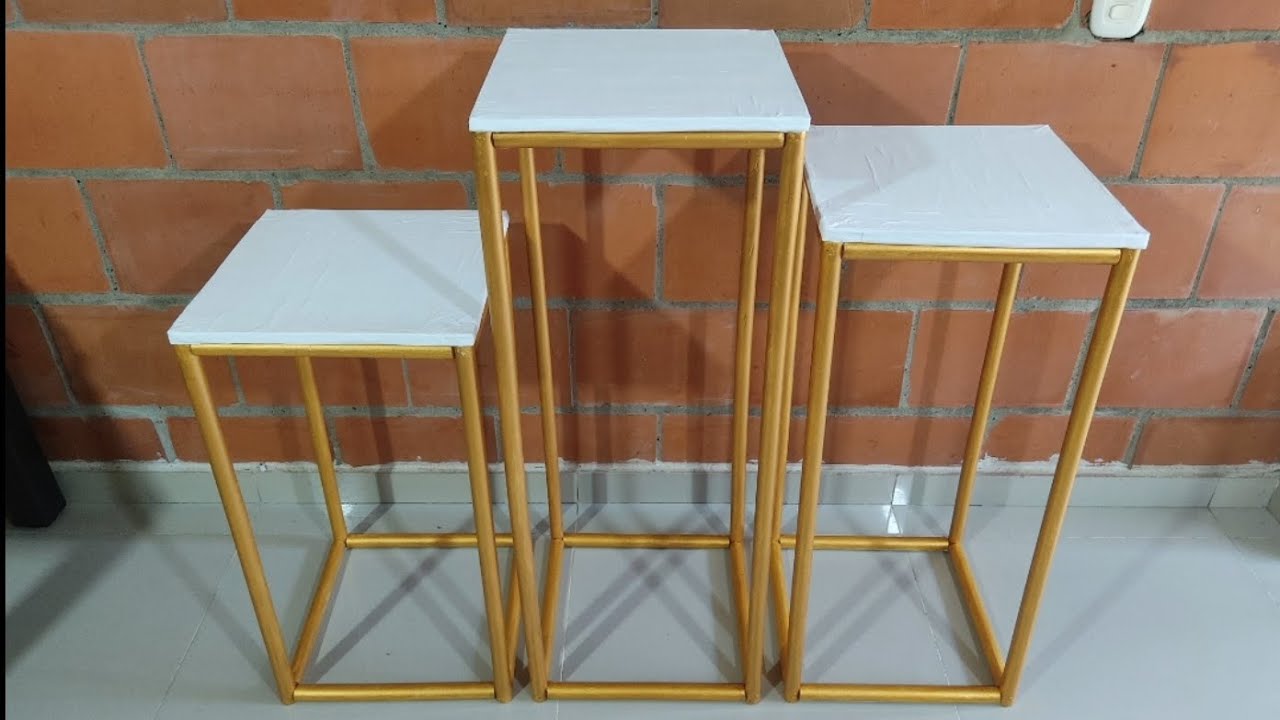 Trio de mesas para fiestas🎉 con palitos de escoba