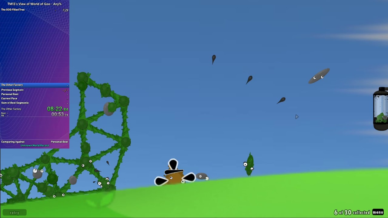 TM13`s View of World of Goo - Any% w/o Anchoring done in 24:58.270