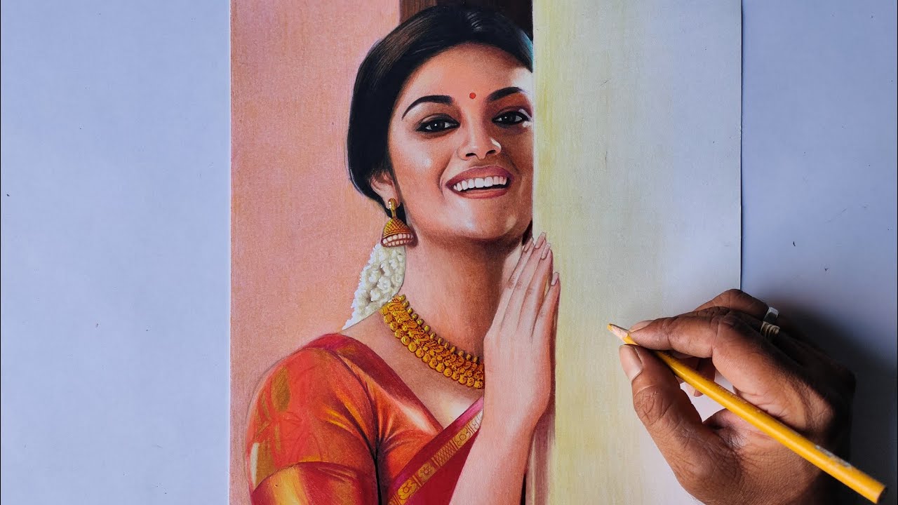 Keerthy Suresh Color Pencil Drawing | 