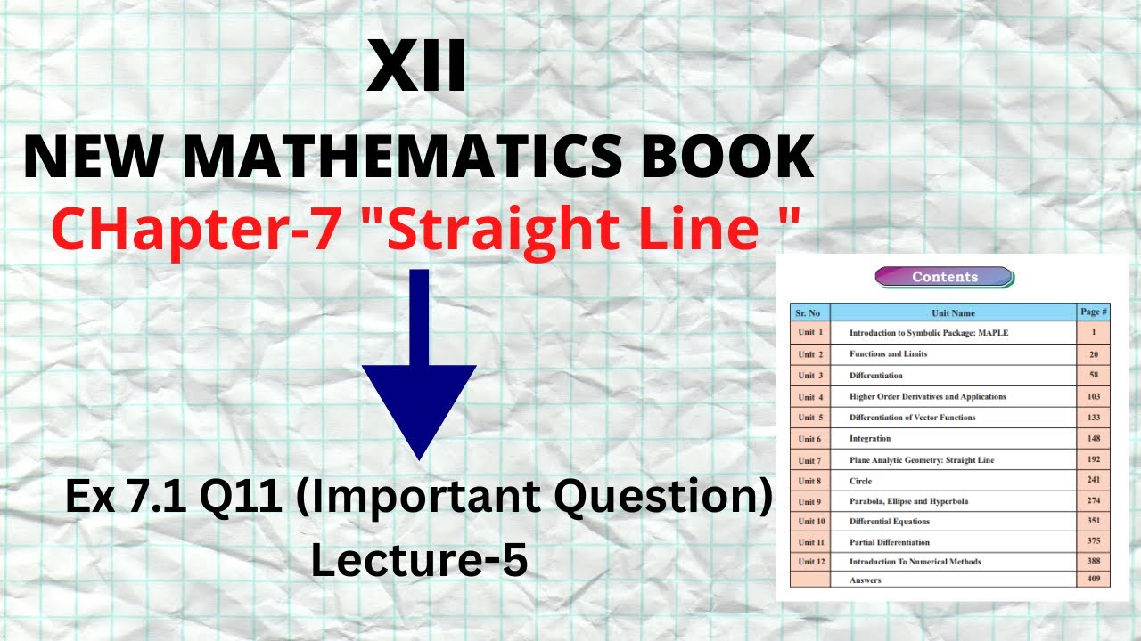 XII Mathematics New Book Chapter-7 Ex 7.1 Q11(Important Question) - YouTube