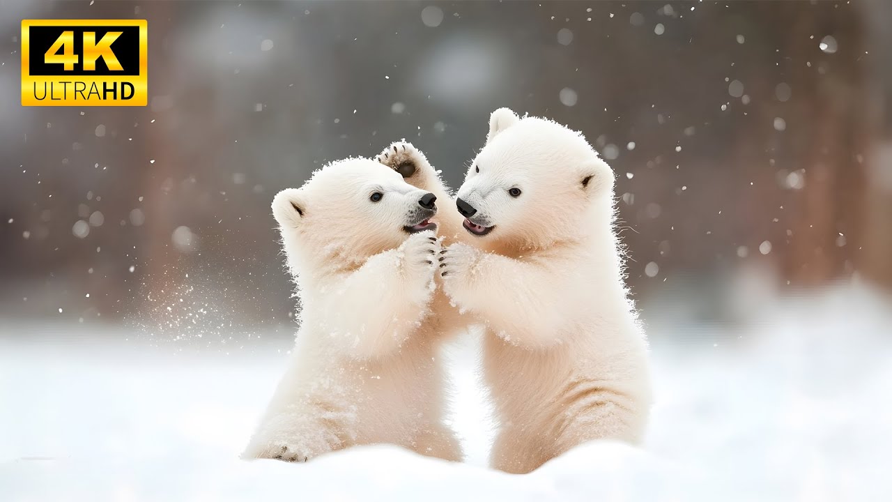 Детеныши животных в уютной зимней сказке — успокаивающая музыка для релаксации (яркая и динамичная)