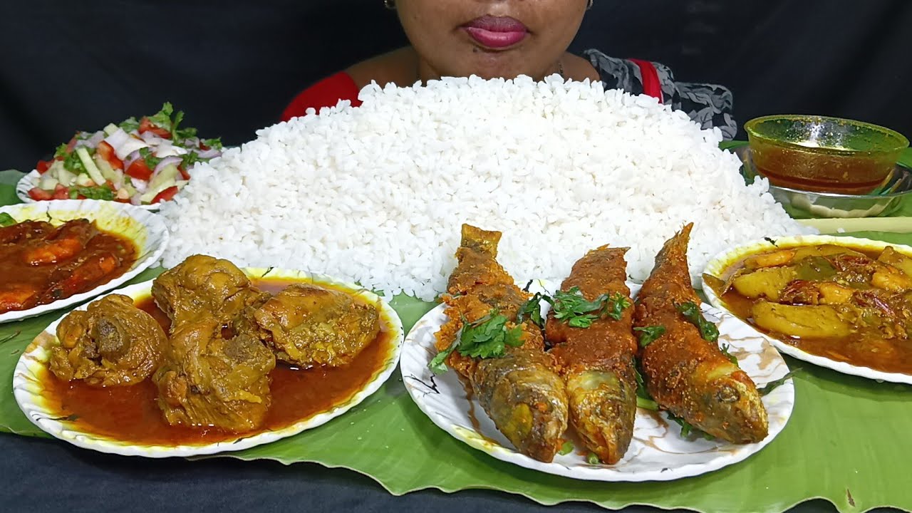 EATING SPICY🔥CHICKEN CURRY, FISH PAKODA, CHINDI CURRY WITH RICE, EATING SHOW, MUKBANG, ASMR