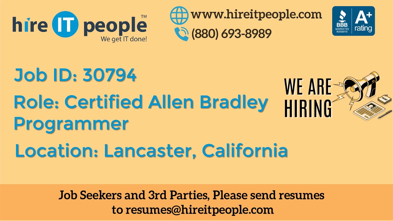 Asrc Certified Allen Bradley Programmer Jobs Lancaster Ca Job Id 30794 Youtube