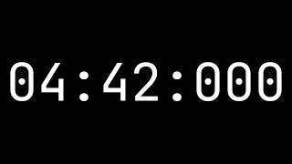 Countdown timer 4 minutes, 42 seconds [04:42:000] - White on black with milliseconds