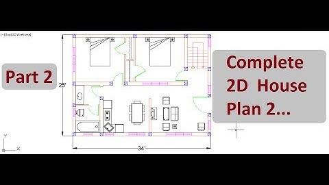 Complete 2d house plan 2 (Part 2) | AutoCAD 2D design on cad software