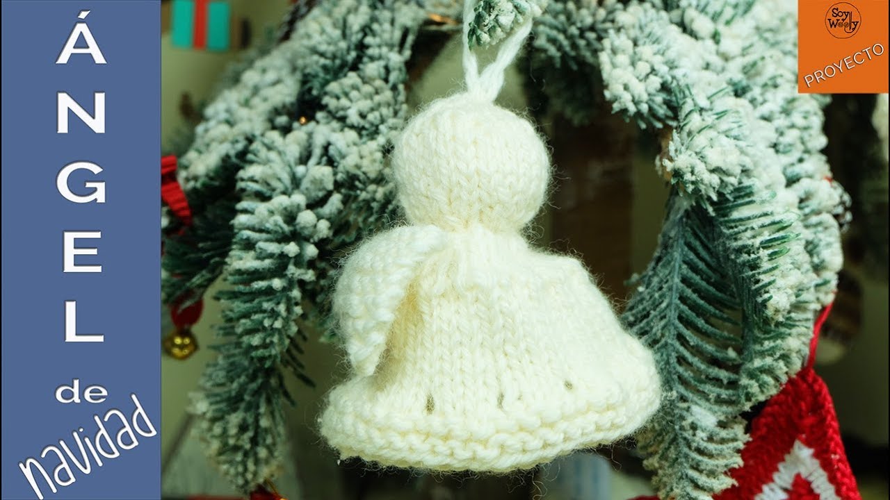 Ángel de Navidad para el árbol tejido en dos agujas - Soy Woolly