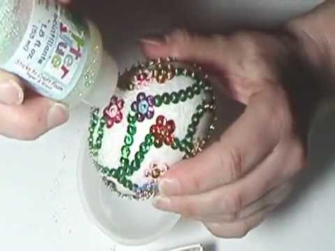 Making a sequin and glitter Easter Egg