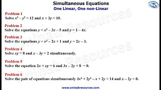Simultaneous Equations: One Linear, One non Linear