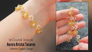 Kristal yıldız bileklik yapımı. Dainty crystal beaded star bracelet making. Beaded jewelry tutorial.