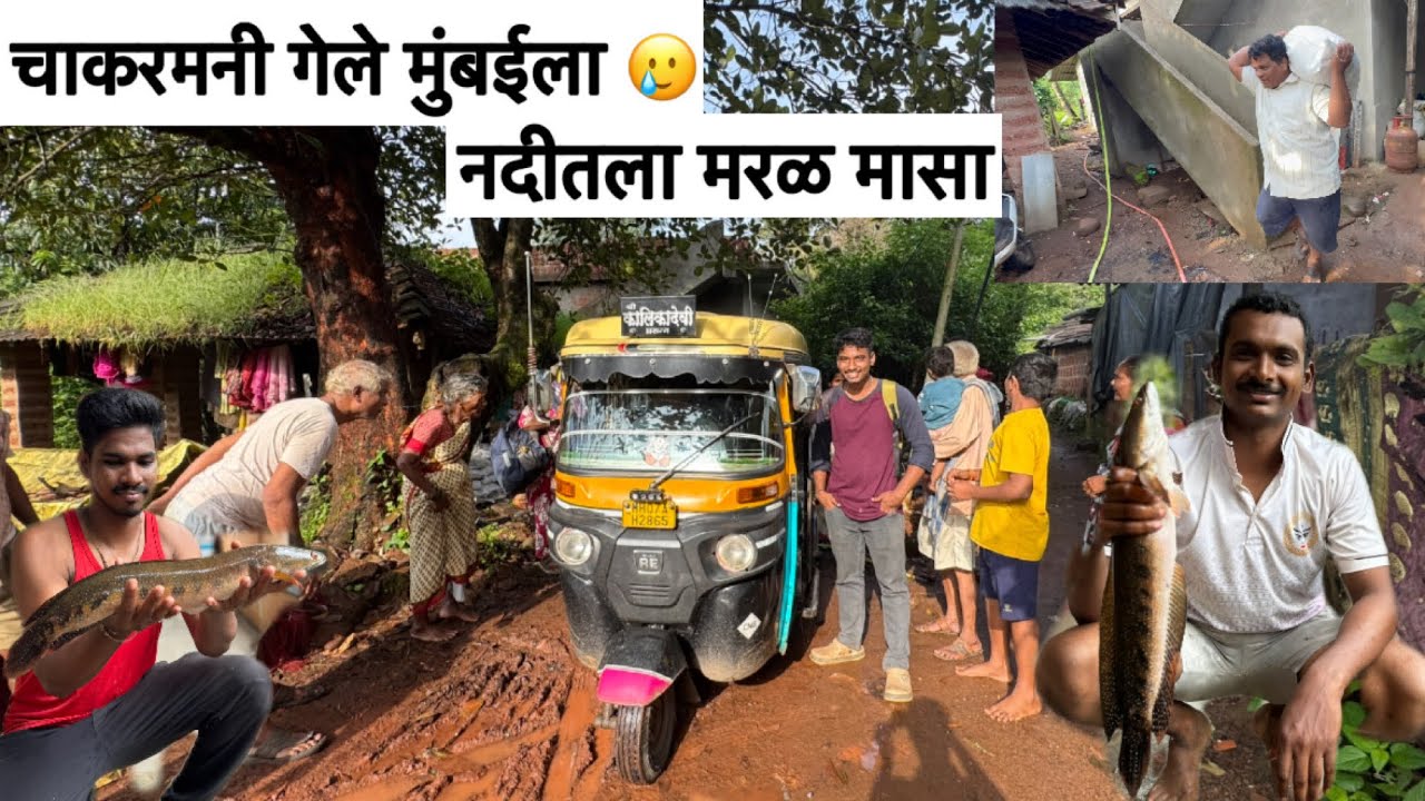 कोकणातील घरं झाली रिकामी! नदीत भेटला मरळ मासा आणि नदीतल्या काडीच्या मासे ची केली रेशिपी #chadnichema