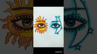 sun and moon drawing #pencilcolours#drawing #handmadeart #beginners #sun #moon