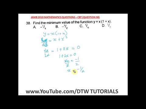 Minimum Value Of A Function Jamb Past Question 2019 Solved Qst 38 Youtube