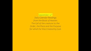 September 12th Daily Calendar Readings from the Book of Heaven