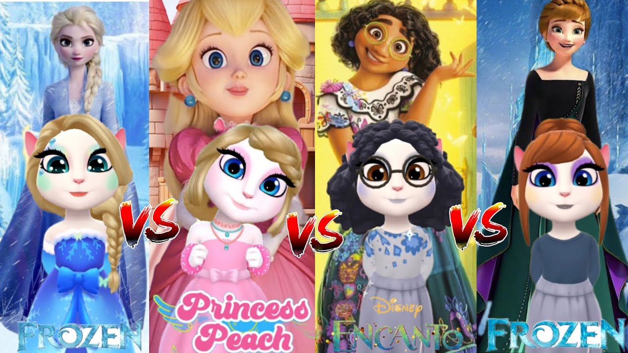 MY TALKING ANGELA 2 Frozen ️ Elsa vS Princess Peach 🍑 vS Encanto 😱