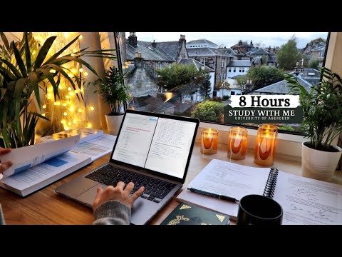 8 HOUR STUDY WITH ME | Background noise, 10-min Break, No music, Study with Merve