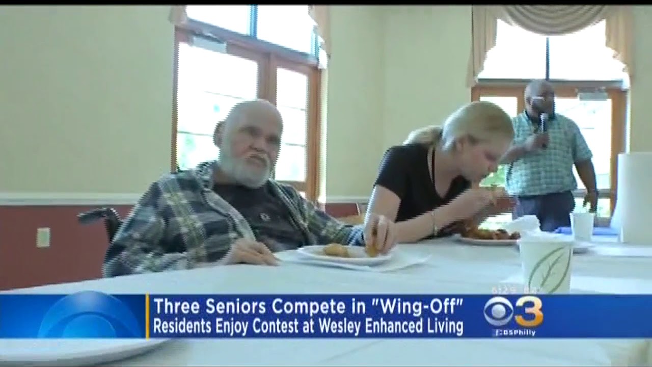 CBS3 Wesley Enhanced Living Wing Eating Contest   05 15 2017