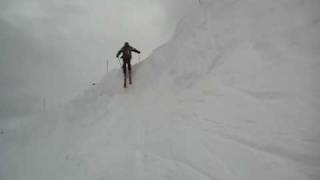 Going down a cornice at Vail