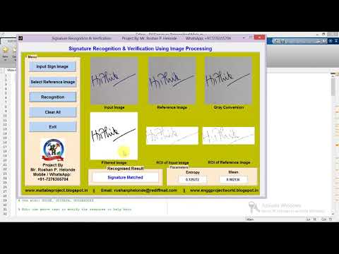 Signature Recognition and Verification using Matlab Project Source Code