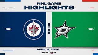 NHL Highlights | Jets vs. Stars - April 2, 2026 screenshot 1