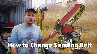 Changing the Sanding Belt on a Central Machinery Belt Sander | Harbor Freight Tools | How To