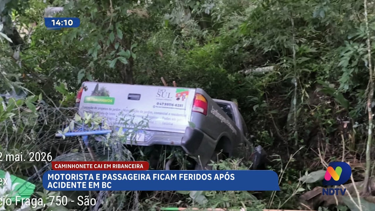 Caminhonete cai em ribanceira e deixa vítimas em Balneário Camboriú