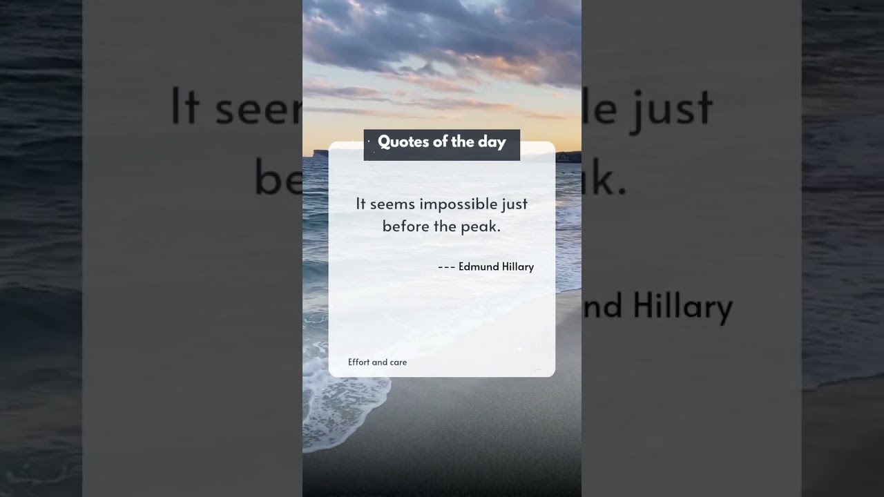 It seems impossible just before the peak 