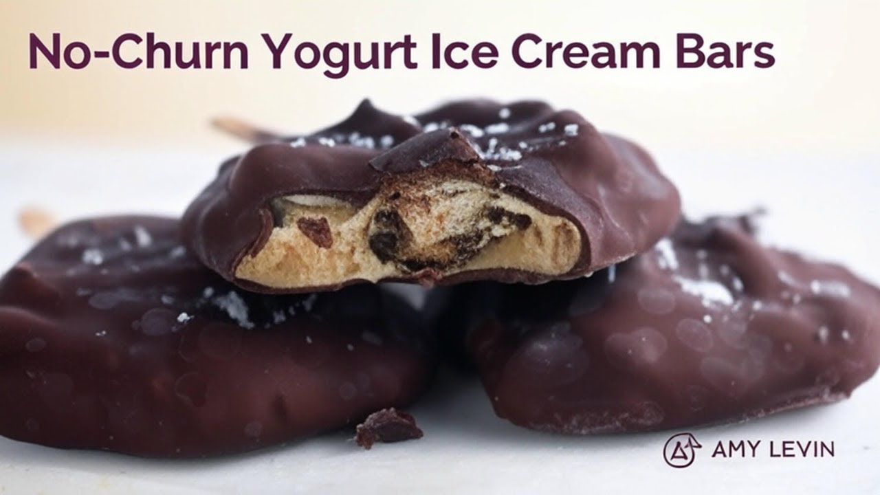 Healthy No-Churn Peanut Date Yogurt Ice Cream Bars | Easy Frozen Dessert Recipe