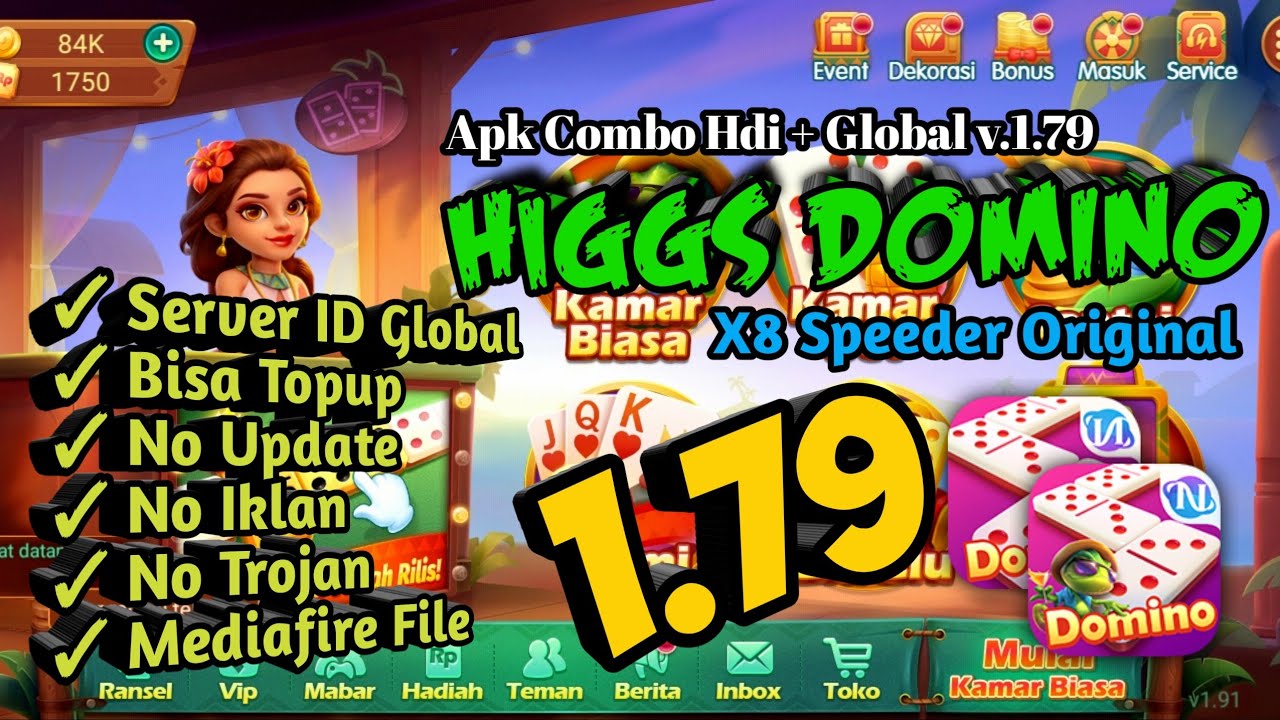 HIGGS DOMINO COMBO N+GLOBAL 1.79 + X8 SPEEDER ORIGINAL TANPA