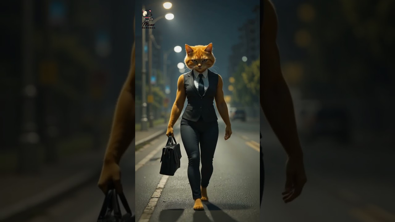 Sad cat Returns Home Crying After Work  