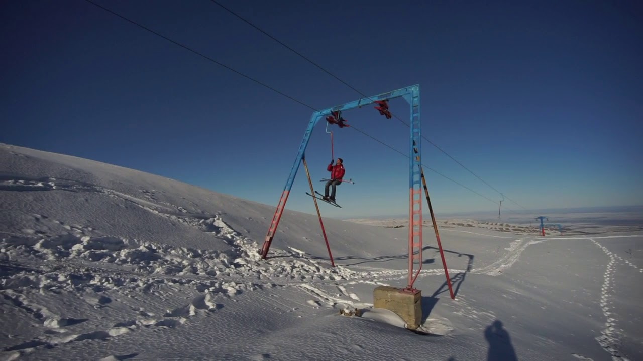Flugtellerlift in Oruu-Sai (Kyrgyzstan), 2018-01-02